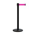 Montour Line Retractable Belt Rolling Stanchion, 2.5ft Black Post  11ft. Fl.Pnk ME630-BK-FPK-110